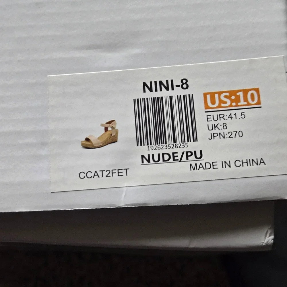 Dream Pairs Nini-8 Wedge Sandals Women 10 Nude New Cork Platform Heel